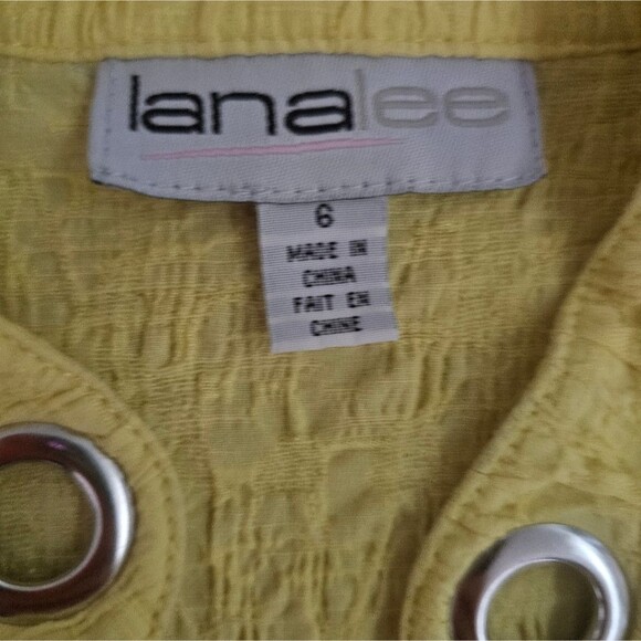 Lana Lee Vintage Yellow Textured Jacket Women’s 6 Grommet Button Front Rare Find - Picture 7 of 16